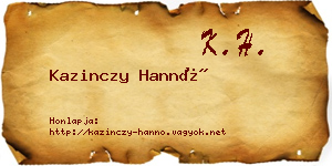 Kazinczy Hannó névjegykártya